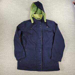Mackintosh New England Rain Coat Womens M Navy Green Hooded Waterproof Jacket
